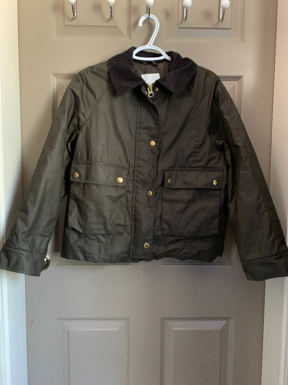 H&M Brown Barn Jacket XS Corduroy Collar Quilted Lining Old Money Fall